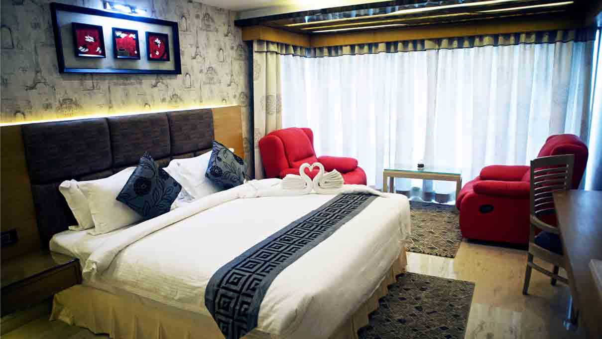 Accommodation in Puri- golden blue room